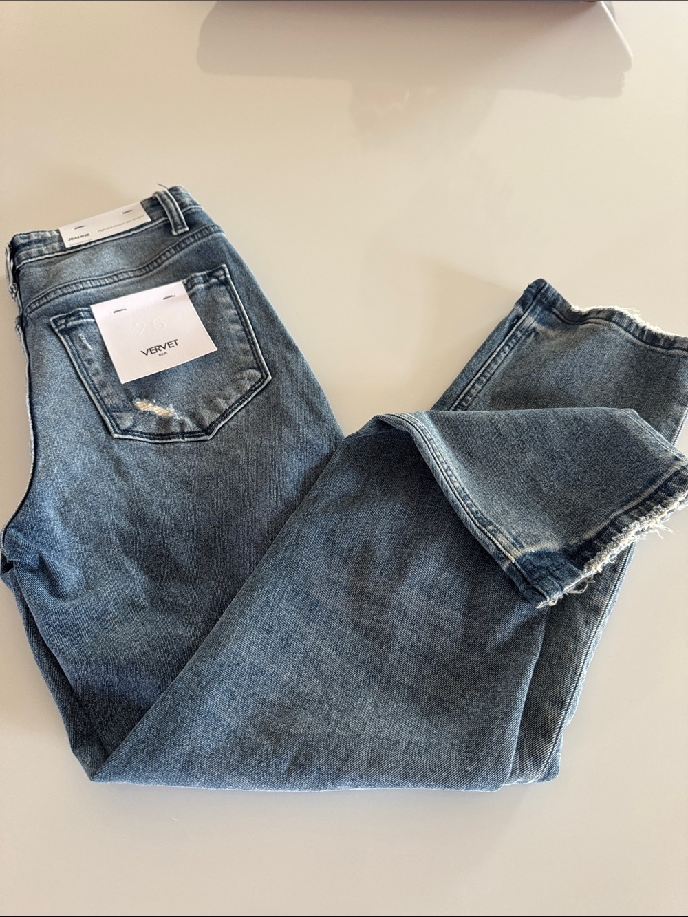 VERVET Women's Straight Leg Jeans in Medium Blue